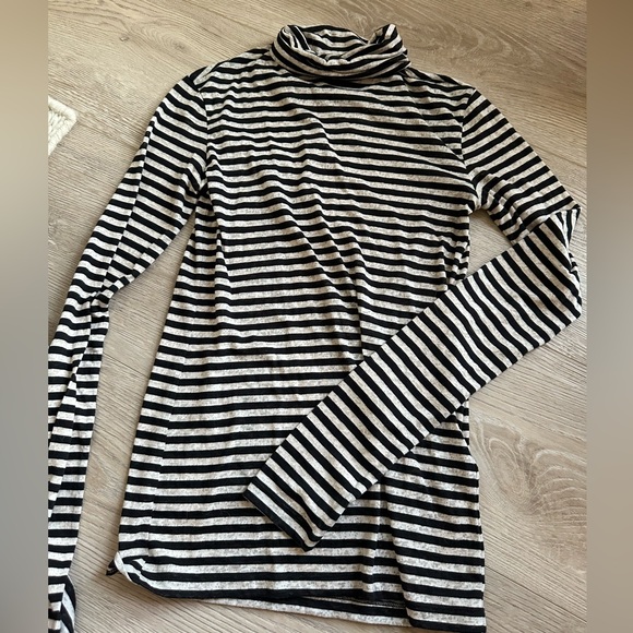 All Saints Tops - All Saints Striped Turtleneck Top Black/White Size Small
